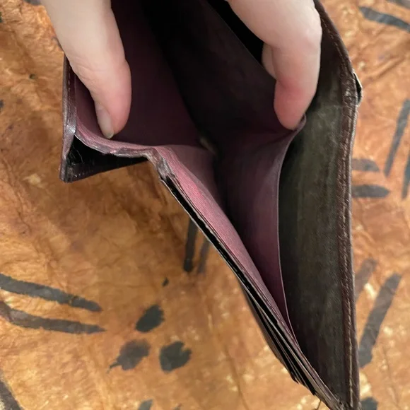 Vintage Bosca Authentic African Elephant Leather Bifold Wallet Dark Brown O/S - Picture 3 of 6